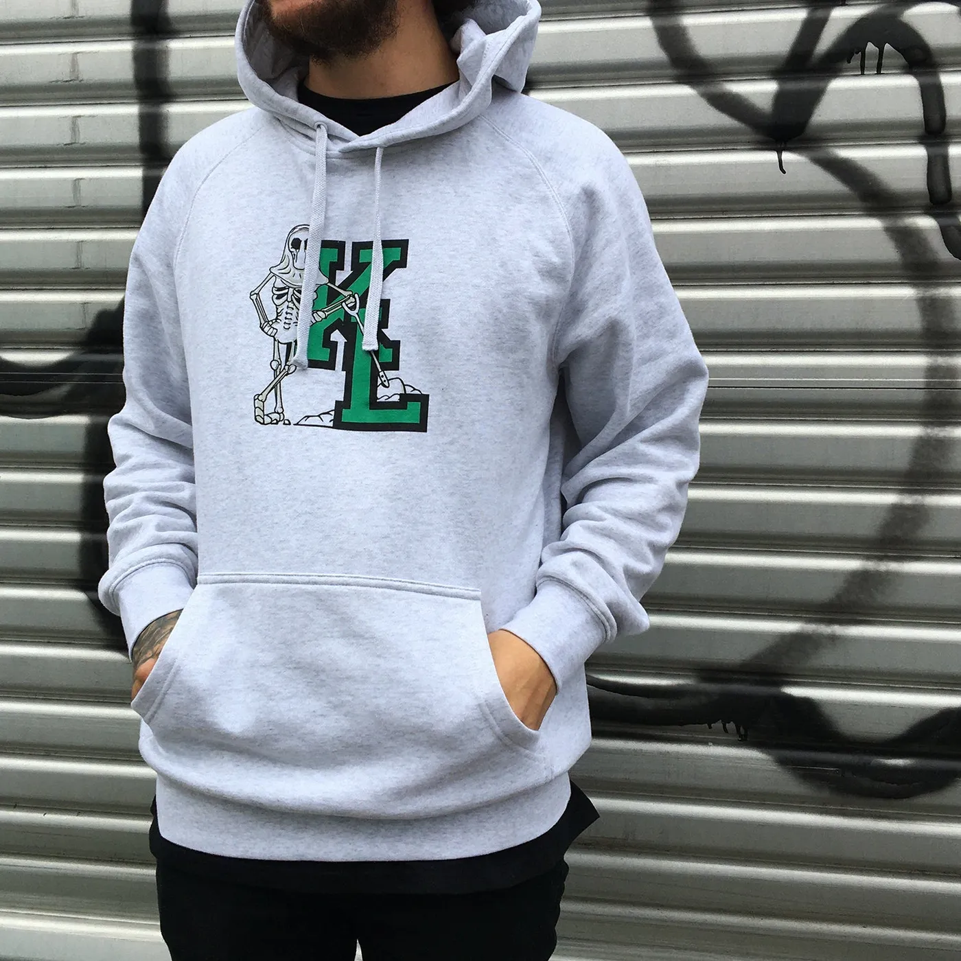 Knocked Loose Grave Digger Hoodie (Grey/Green)