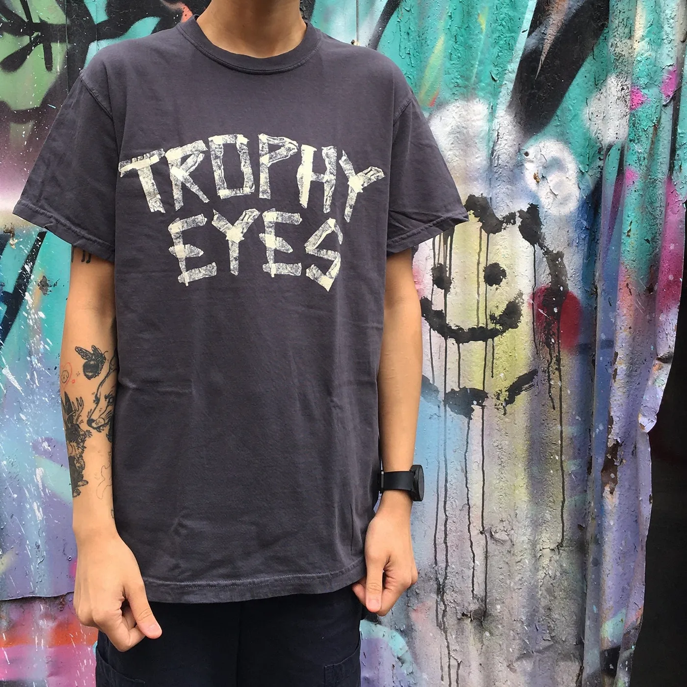 Trophy Eyes Tape Logo T-Shirt (Faded Black)