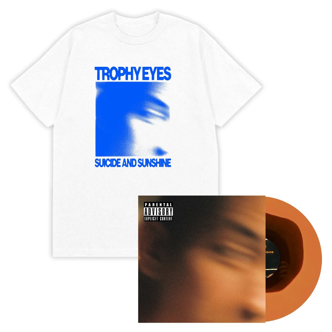 Trophy Eyes Suicide and Sunshine LP (Black in Orange Vinyl - AUS Exclusive) + T-Shirt (Faded Black or White)