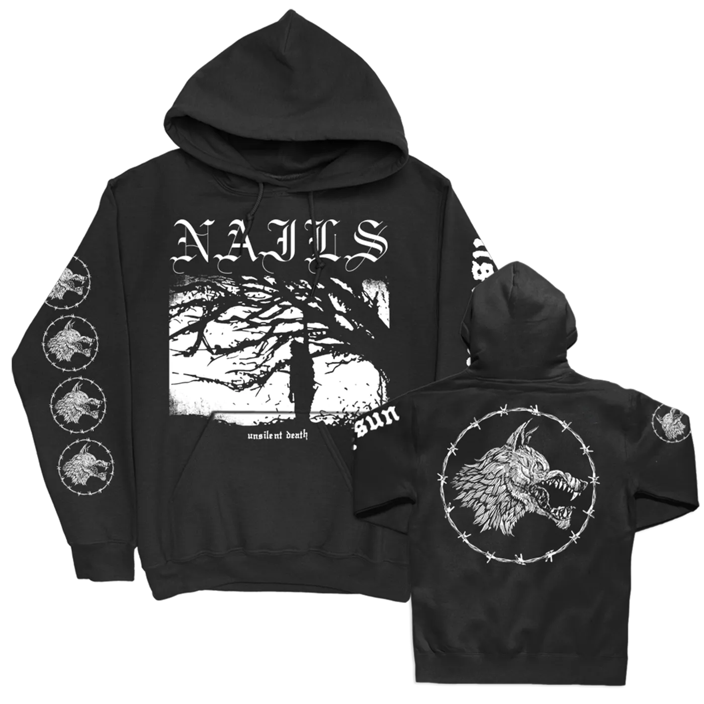 Nails Unsilent Death Pullover Hoodie (Black)