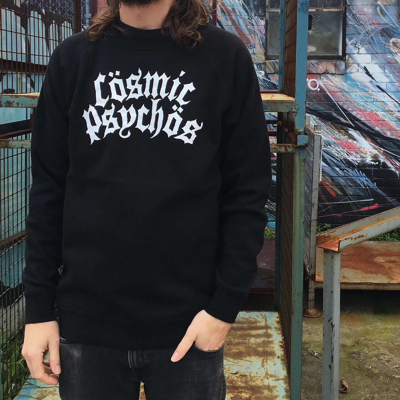 Cosmic Psychos Large Metal Logo Crewneck (Black)