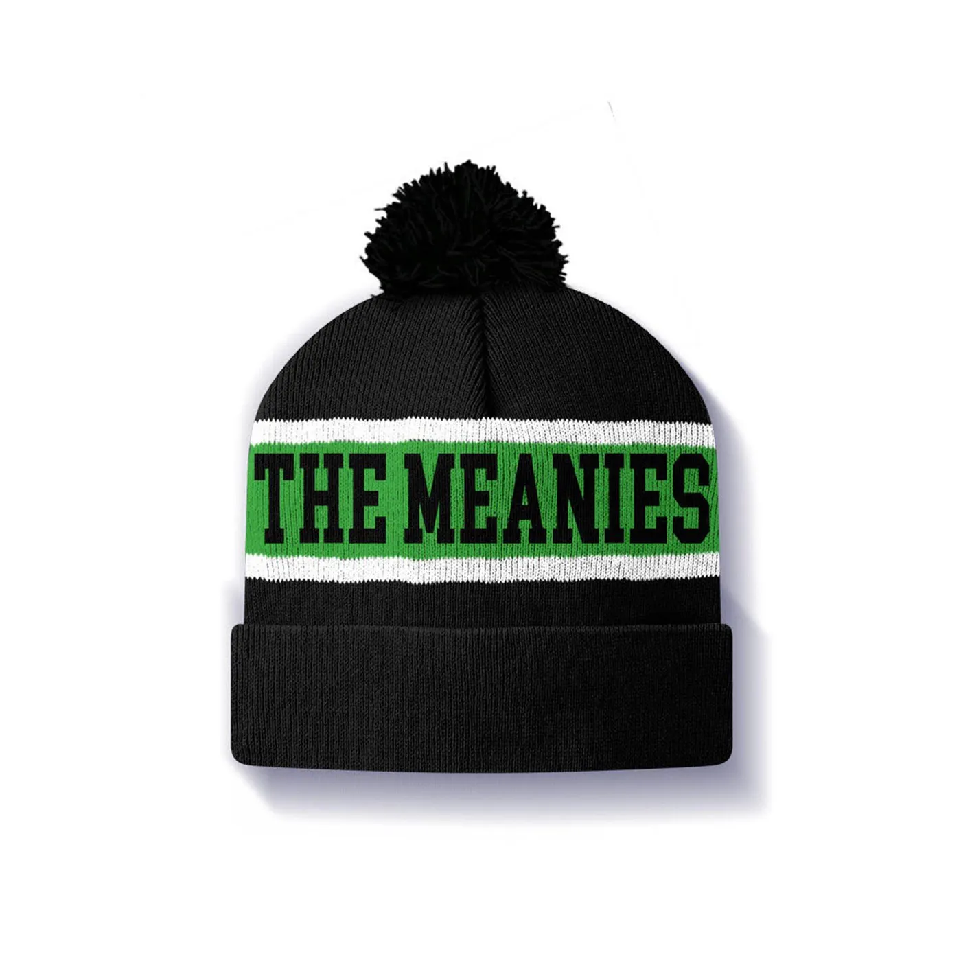 The Meanies Pom Pom Beanie (Green, White & Black)