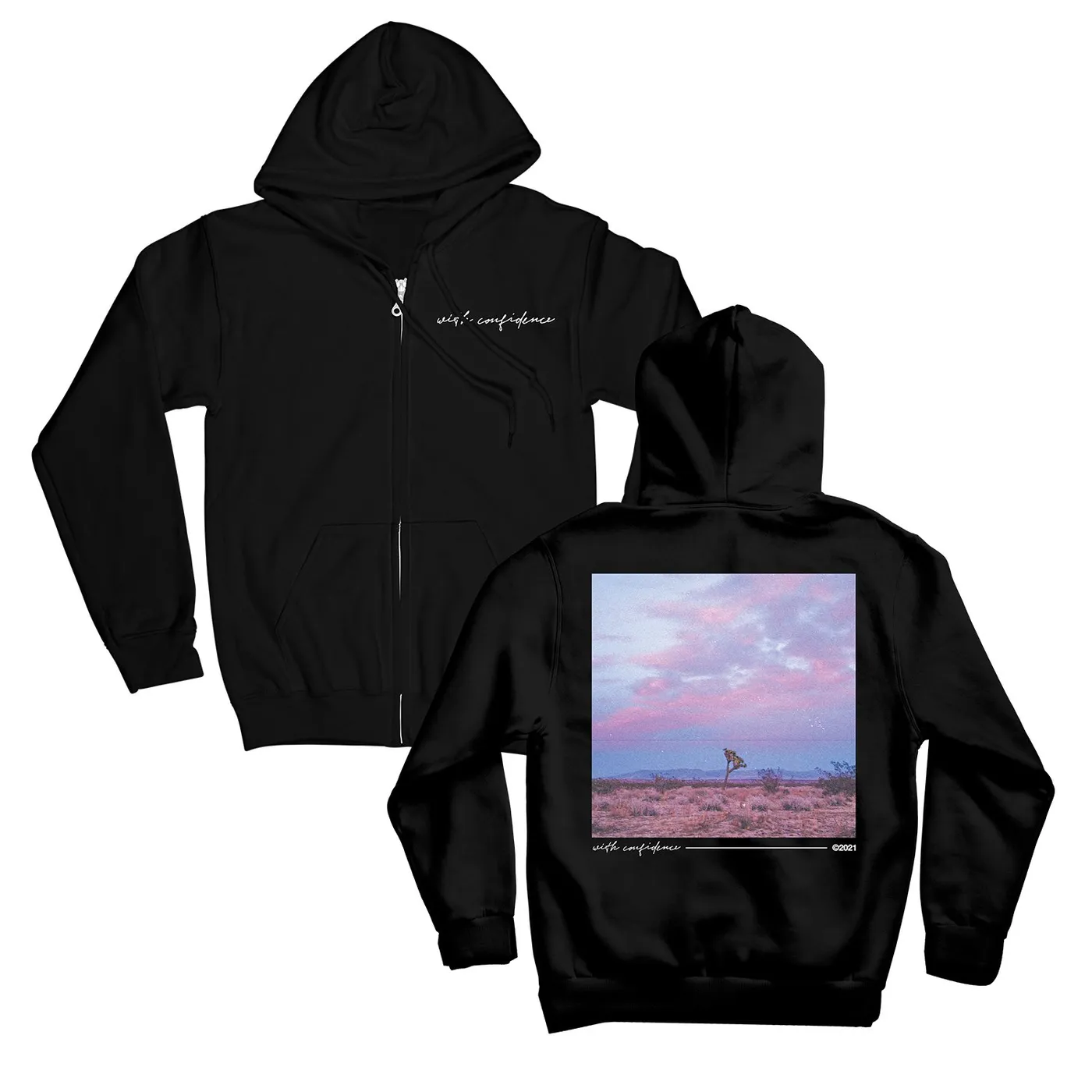 With Confidence Zip Up Hoodie (Black)
