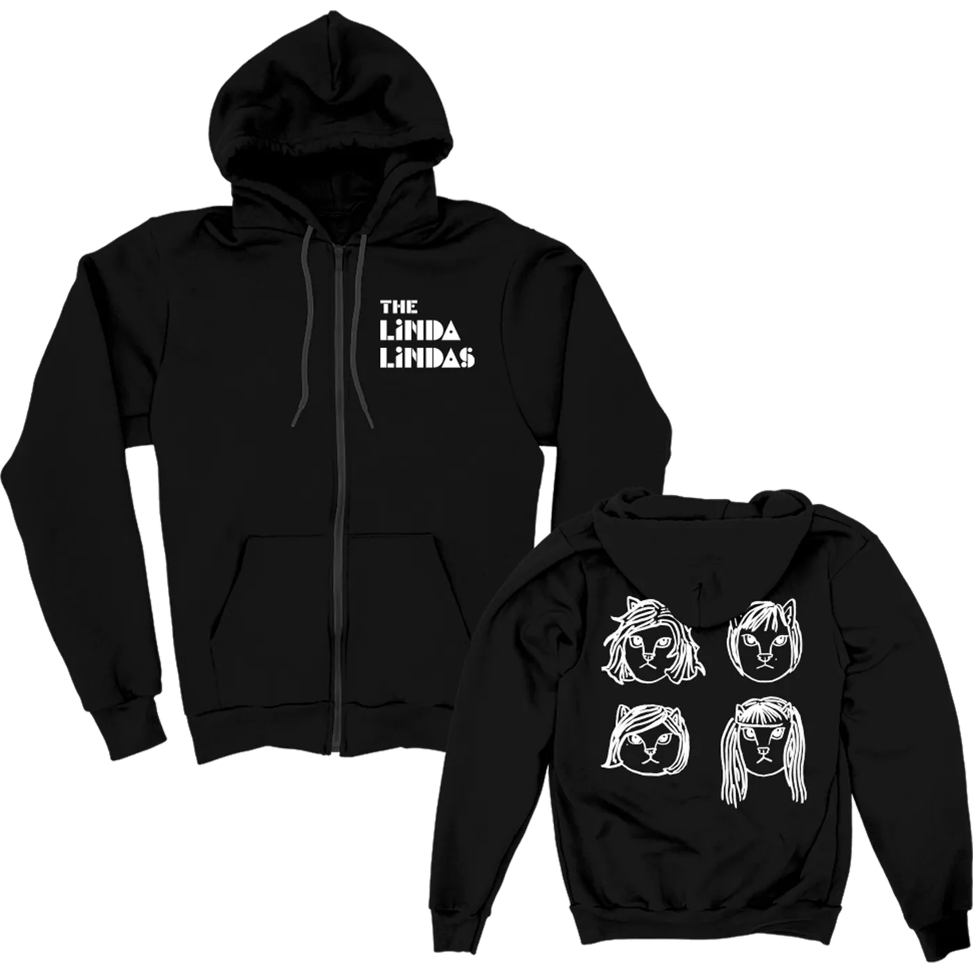 The Linda Lindas Cats! Zip Hoodie (Black)