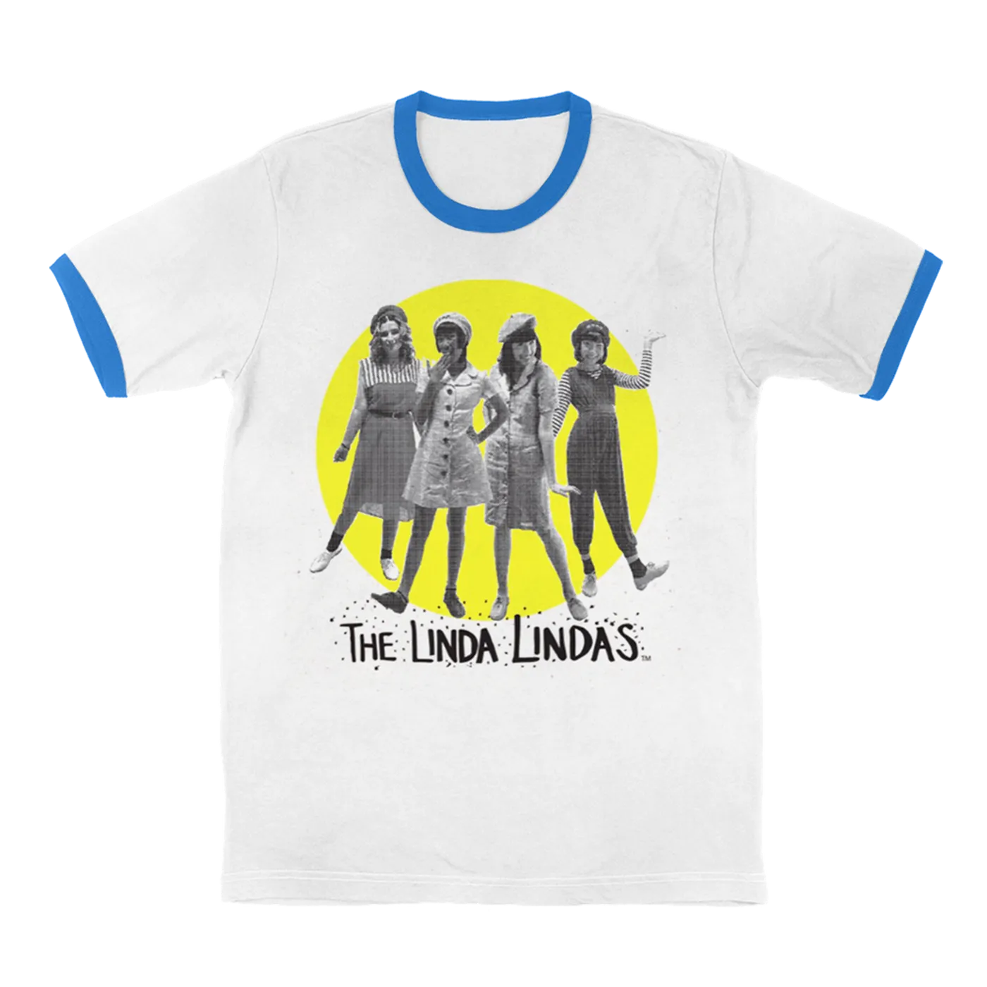 The Linda Lindas Group Photo Ringer T-Shirt (White/Blue)