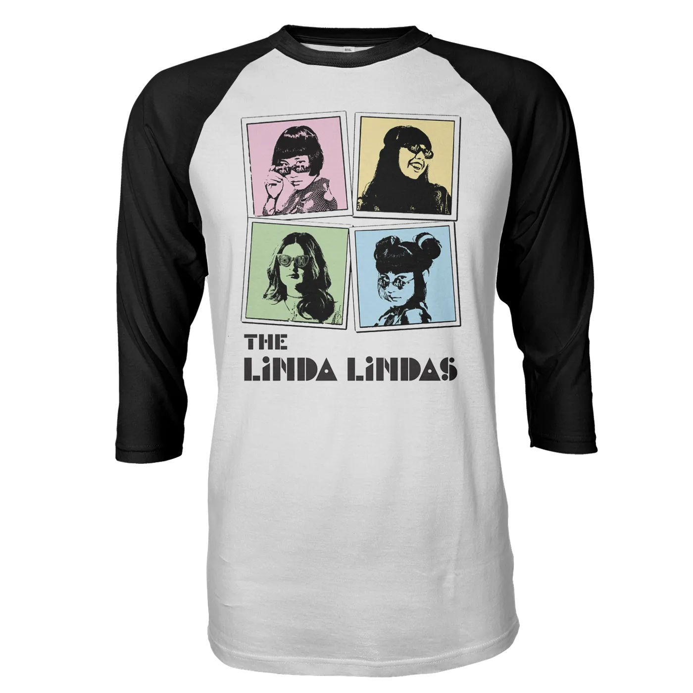 The Linda Lindas Polaroid Raglan (White/Black)