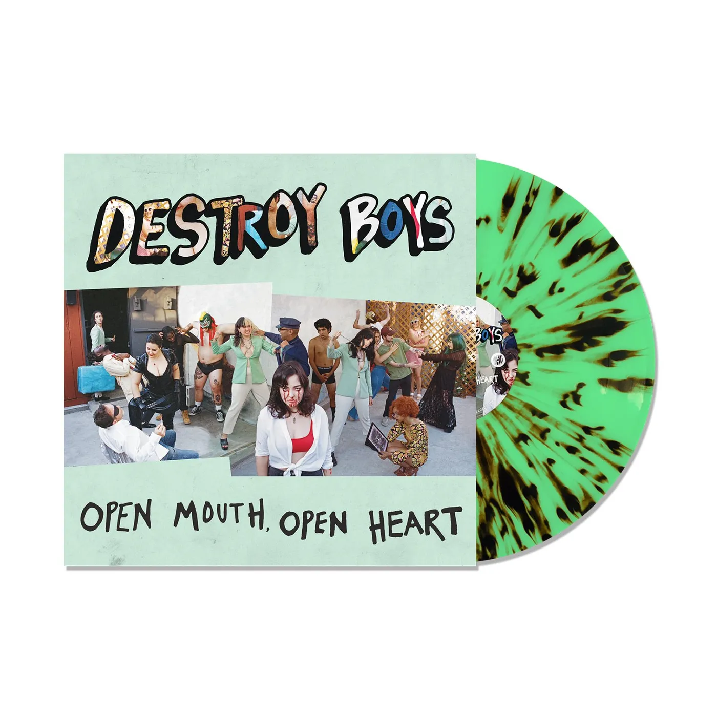 Destroy Boys Open Mouth, Open Heart LP (Green W/ Black Splatter) (Vinyl)