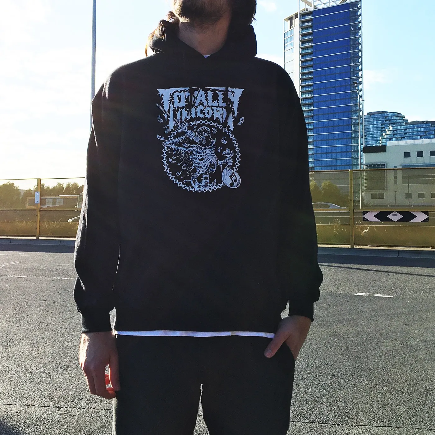 Totally Unicorn Skele Singer Hoodie (Black)