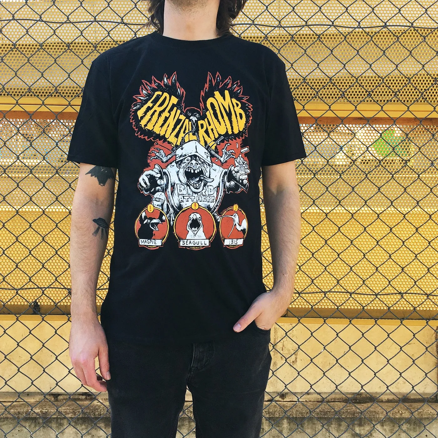Frenzal Rhomb Bird Attack Tee (Black)