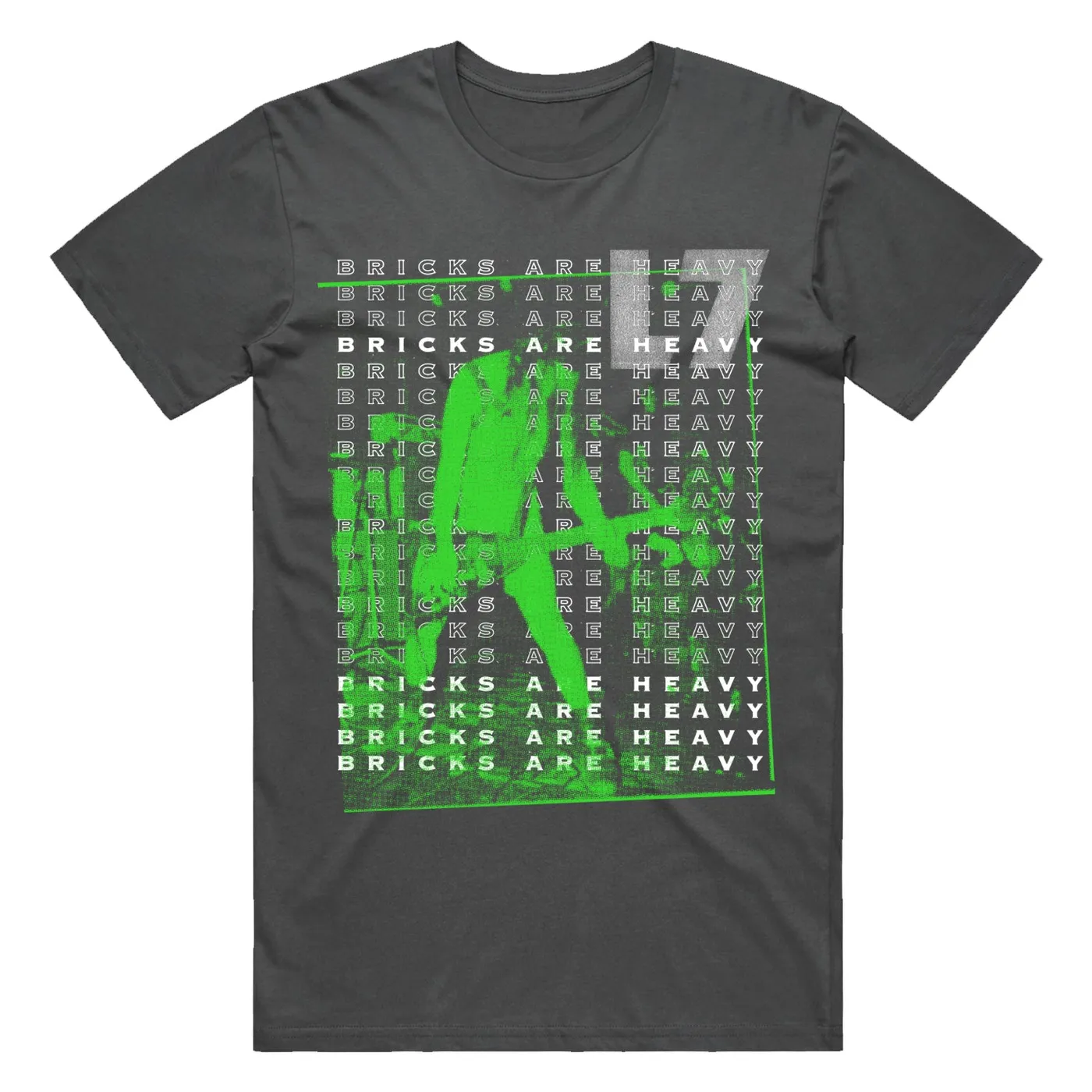 L7 Bricks Repeat Green Tee (Faded Black)