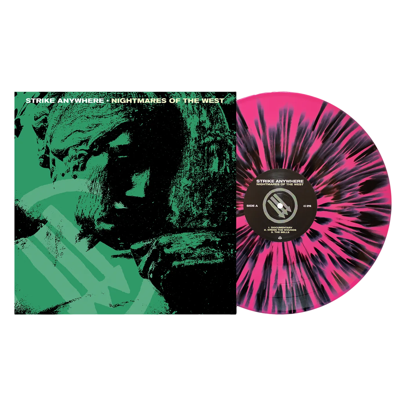Strike Anywhere Nightmares of the West 12" Vinyl (Hot Pink w/ Heavy Black Splatter)