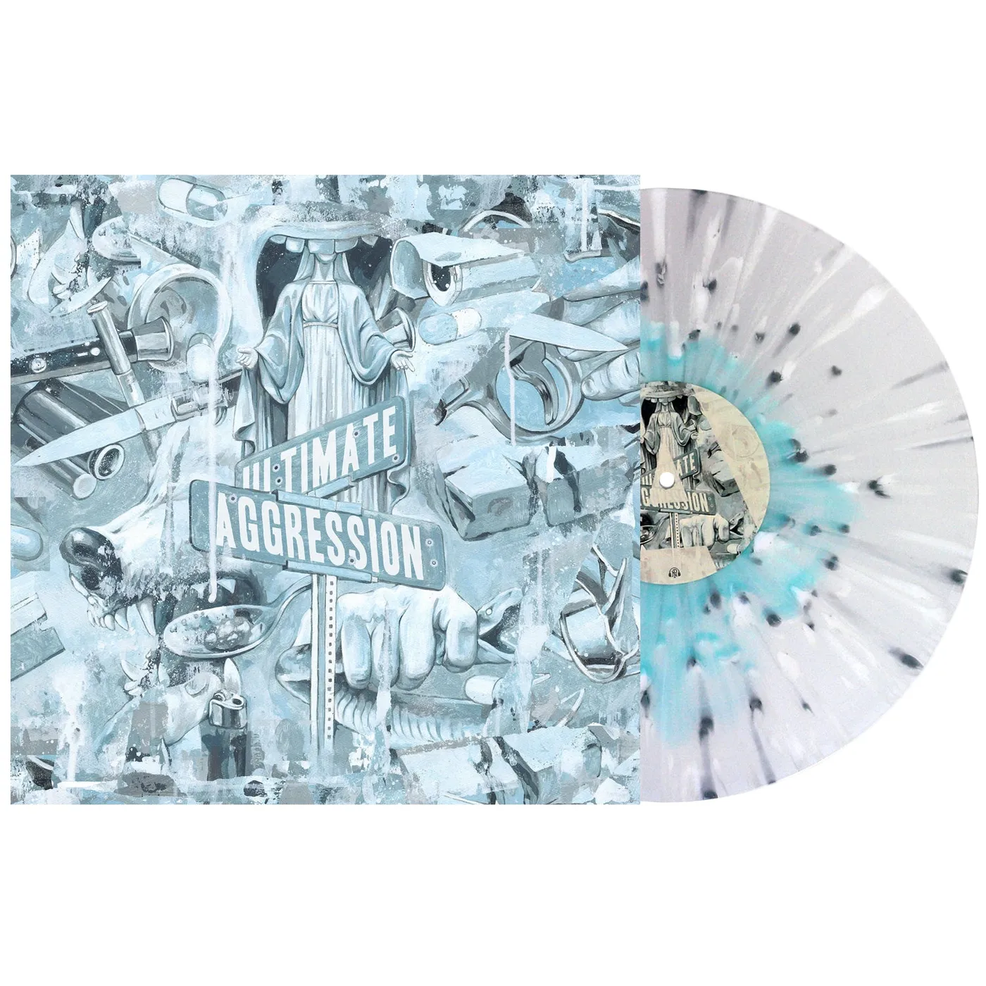 Year of the Knife Ultimate Aggression LP (Electric Blue in Milky Clear with White & Silver Splatter Vinyl)