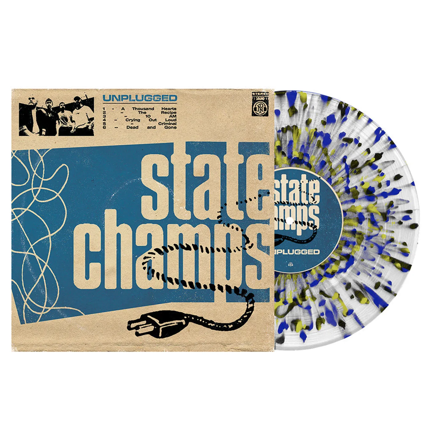 State Champs Unplugged EP (Clear w/ Heavy Cyan Blue, Black and Easter Yellow Splatter Vinyl)