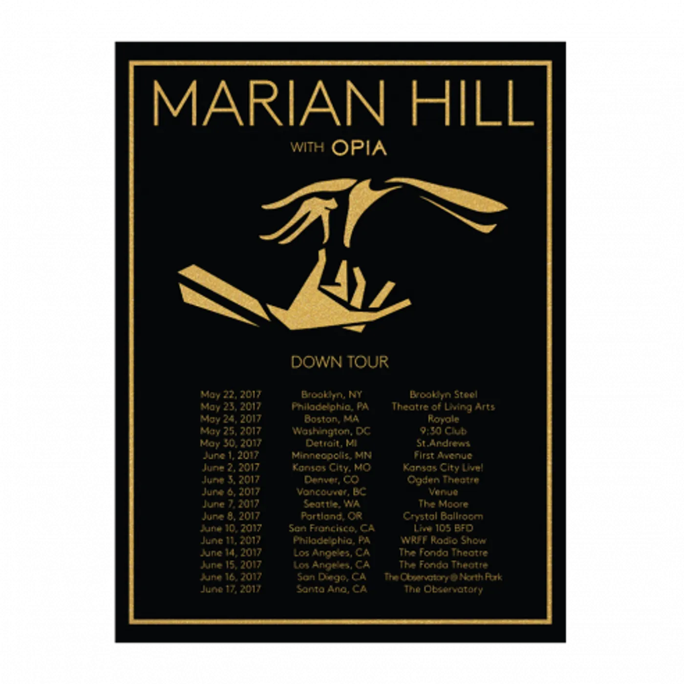 Marian Hill | 18X24 2017 Down Tour Poster