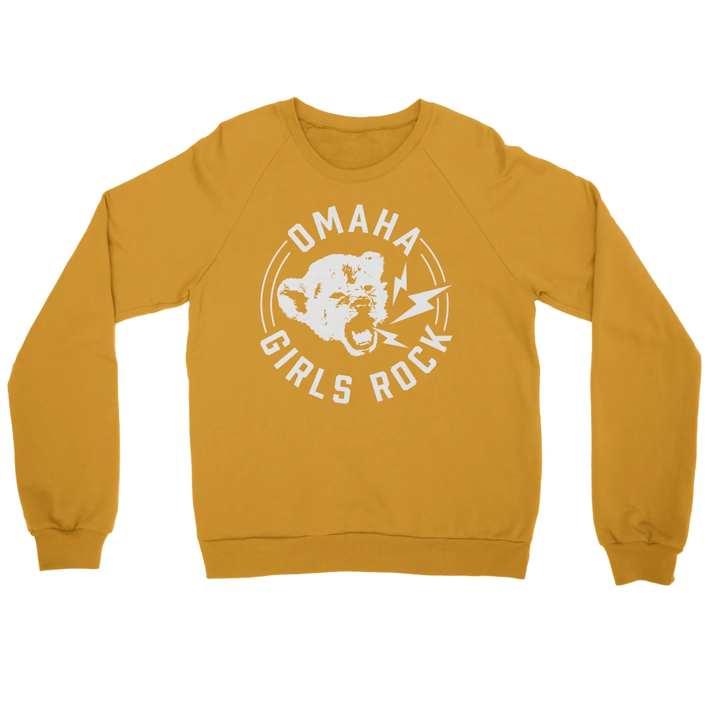 Bright Eyes Omaha Girls Rock | Cub Crewneck Sweatshirt - Mustard