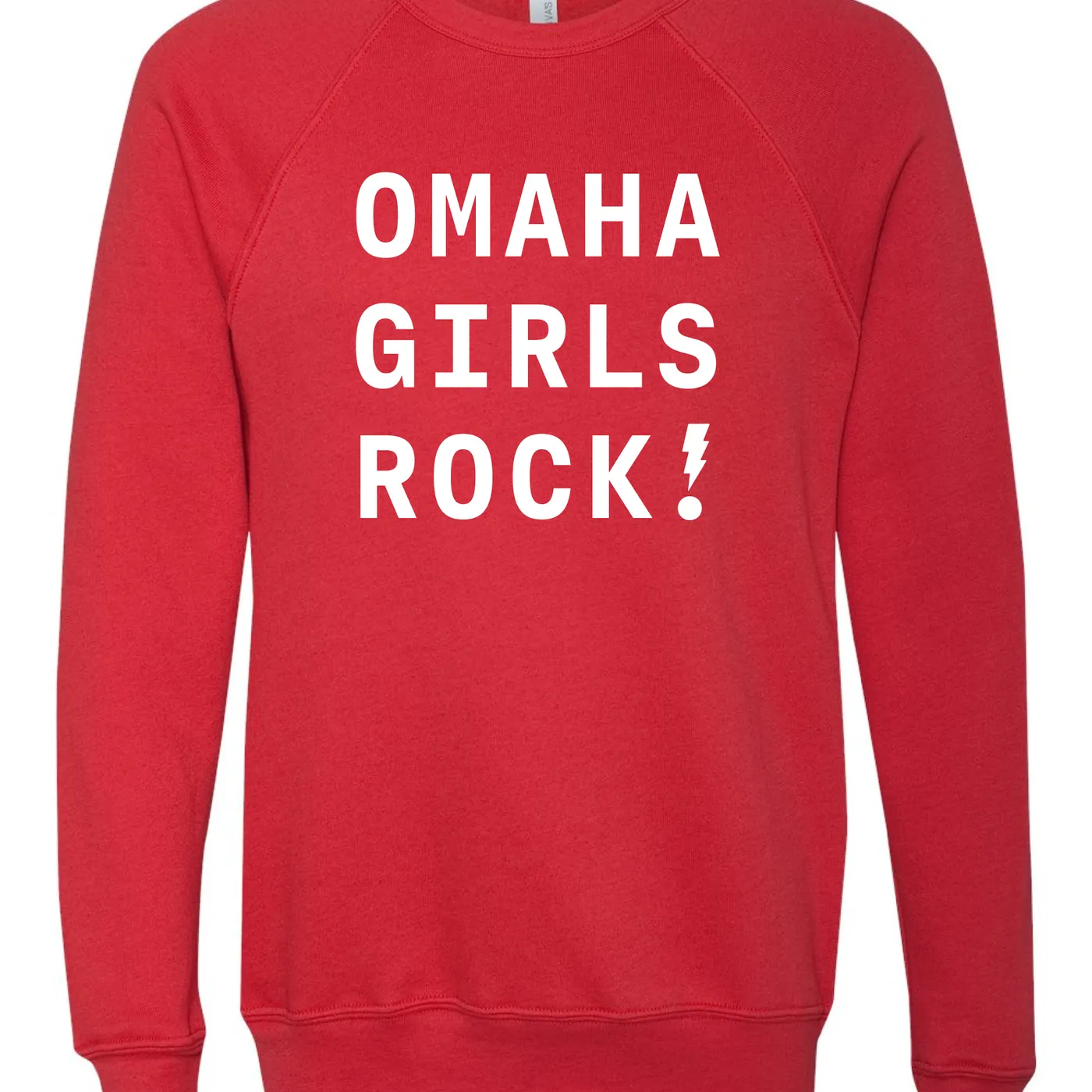 Bright Eyes Omaha Girls Rock | Exclamation Crewneck Sweatshirt - Red
