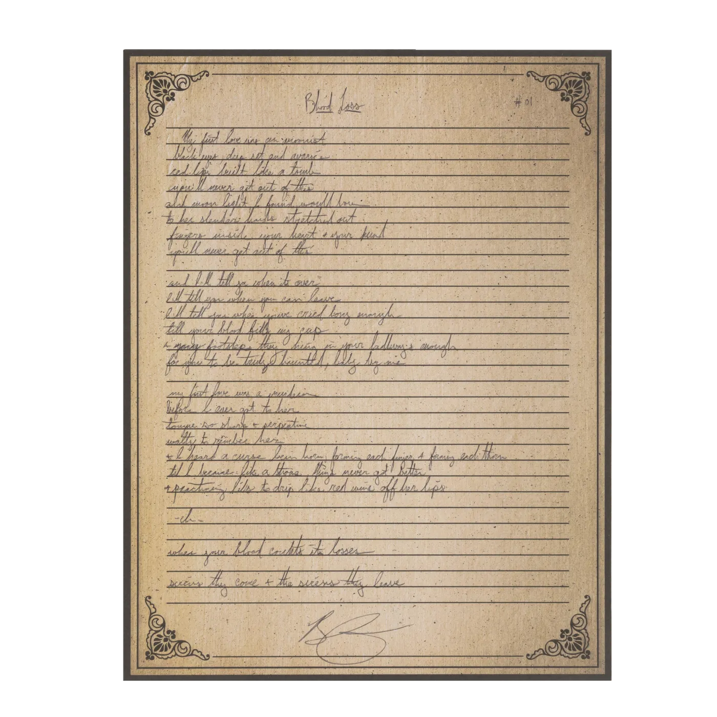 Brian Fallon | Blood Loss Lyric Sheet