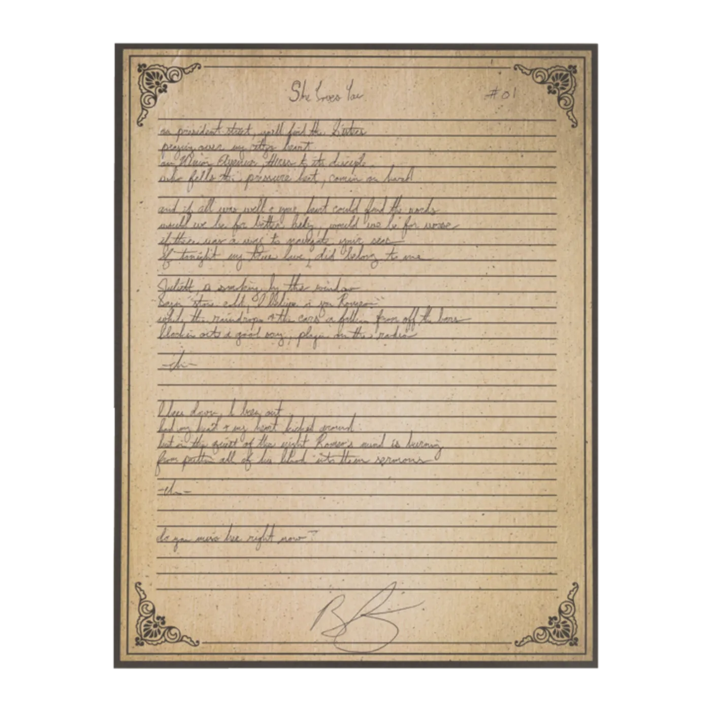 Brian Fallon | She Loves You Lyric Sheet