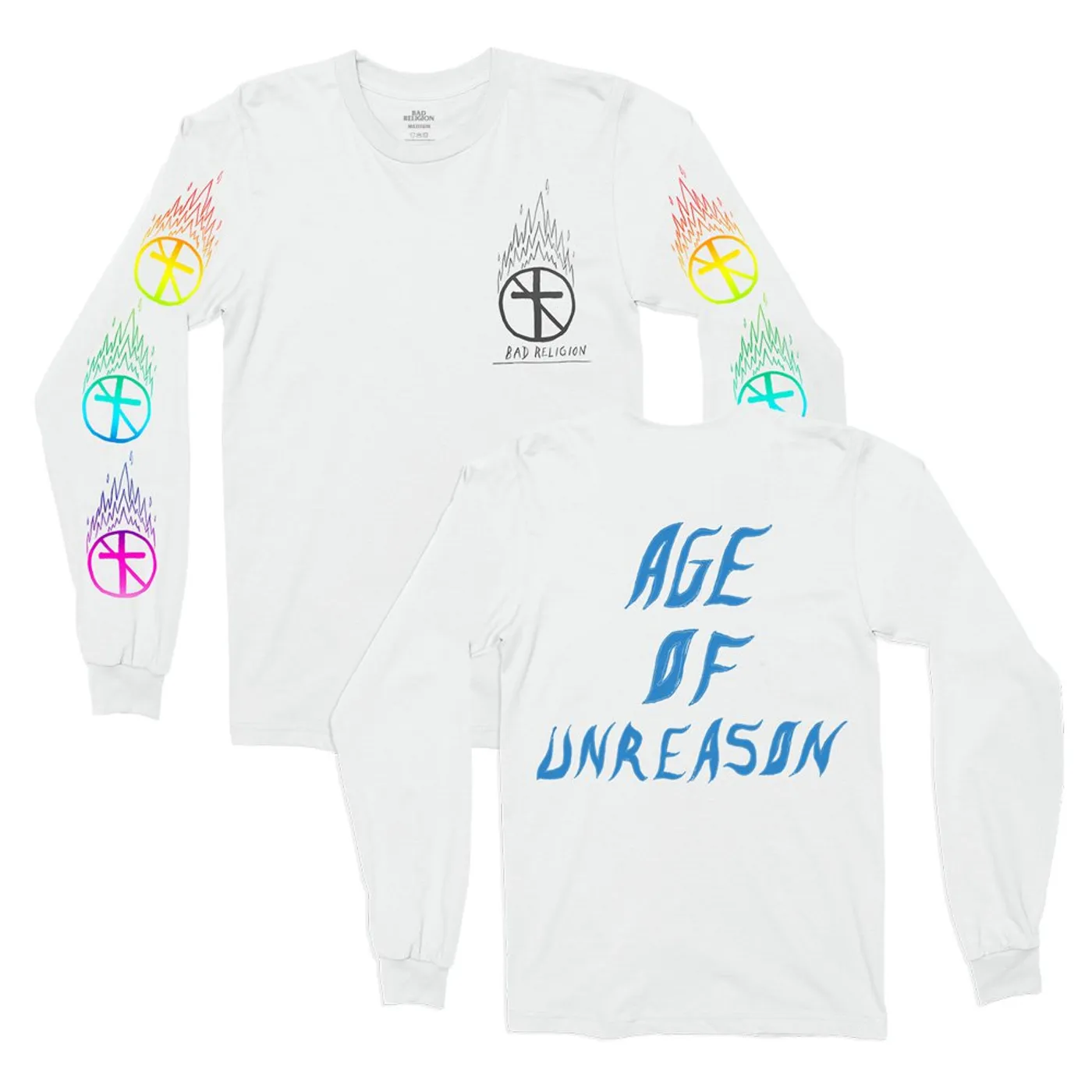 Bad Religion Flaming Crossbuster Long Sleeve (White)