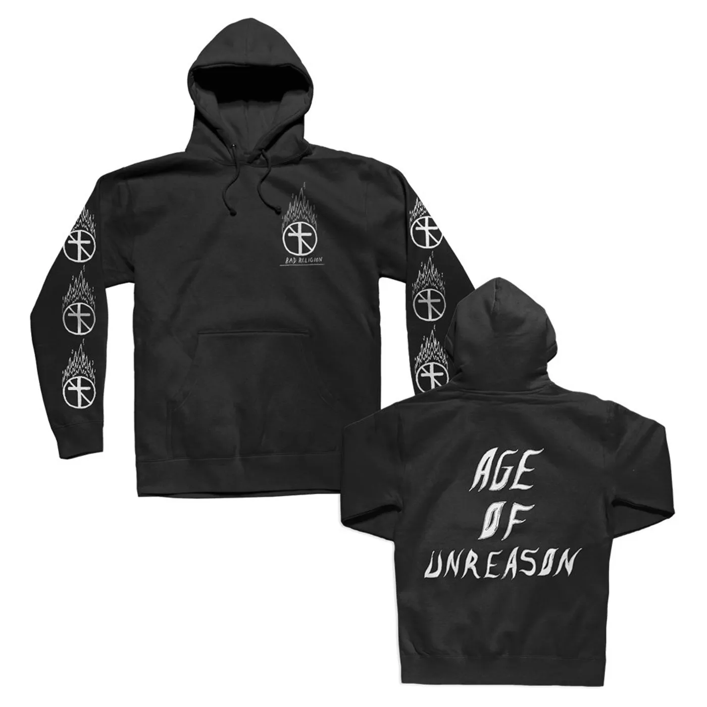 Bad Religion Flaming Crossbuster Pullover Hoodie (Black)