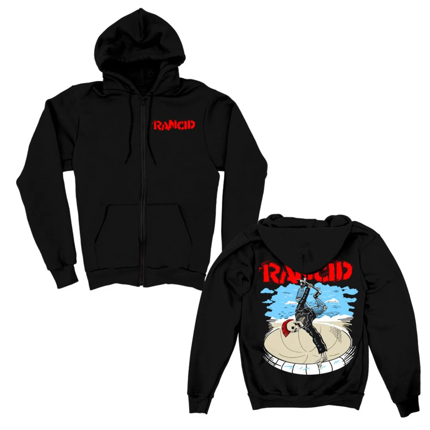 Rancid Skate Skele-Tim Zip Up Hoodie (Black)