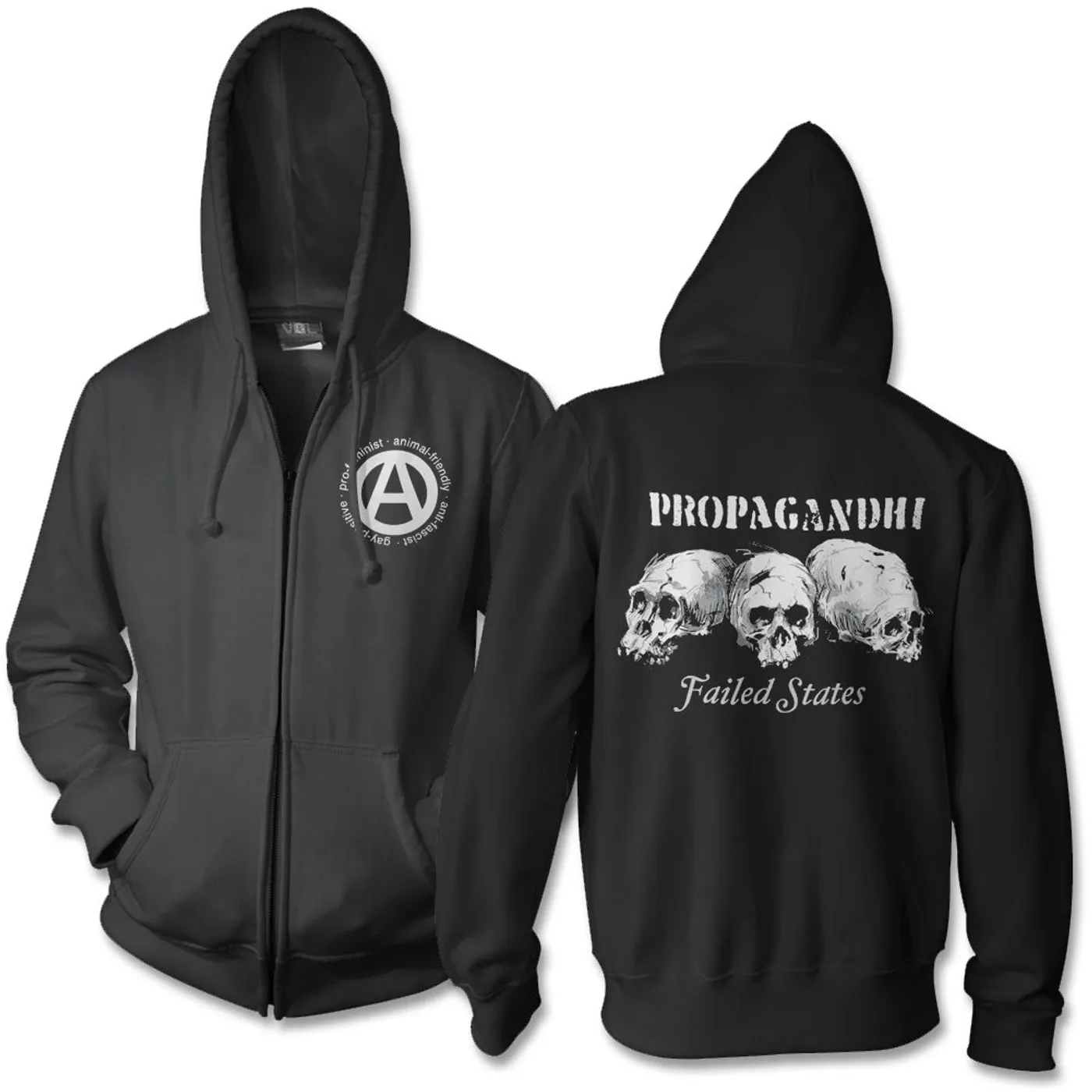 Propagandhi Circle A Logo Failed States Zip Up Hoodie