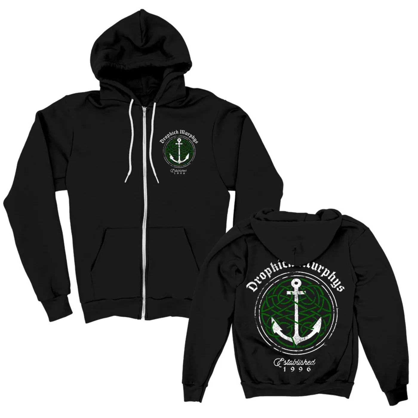 Dropkick Murphys Celtic Knot Anchor Zip-Up Hoodie (Black)