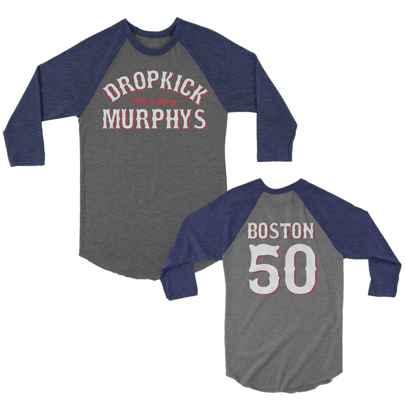 Dropkick Murphys Pain & Glory 50 Raglan (Grey/Blue)