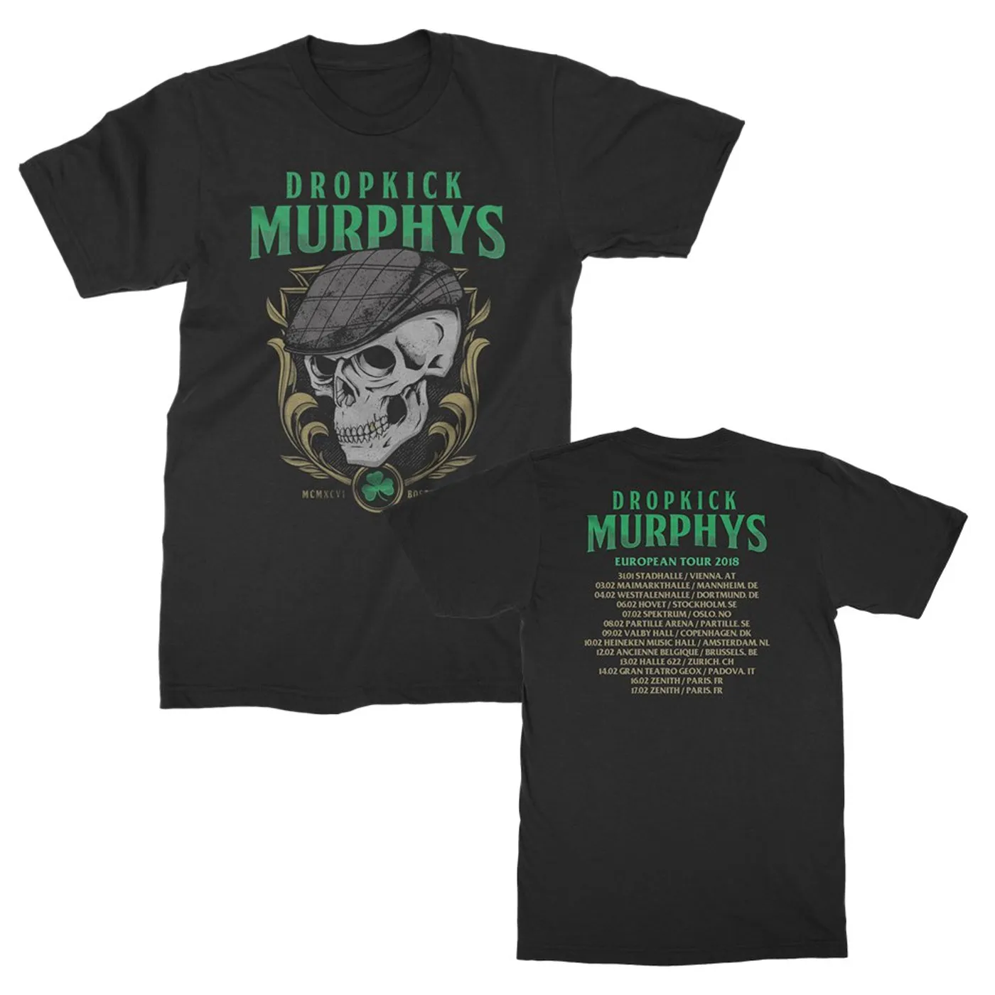 Dropkick Murphys Scally Skull Summer 2018 Tour Tee (Black)