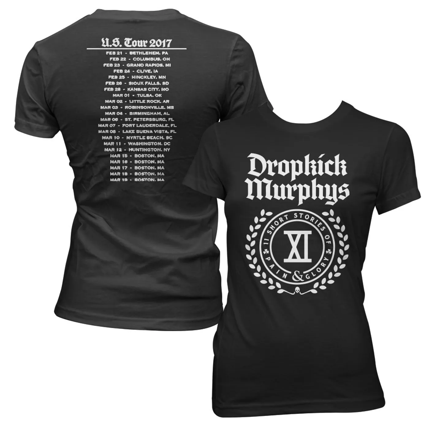 Dropkick Murphys Pain & Glory XI Womens Tour Tee (Black)