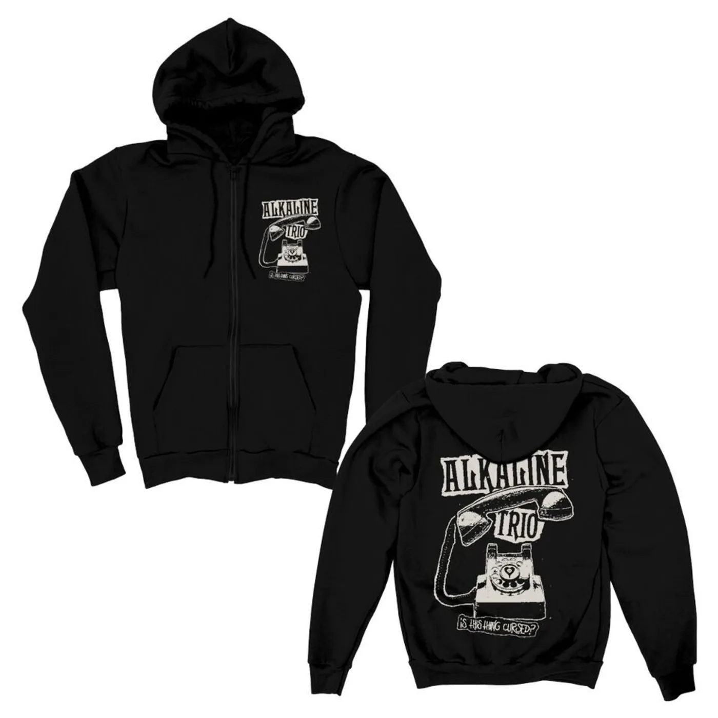 Alkaline Trio Distressed Phone Zip Up Hoodie (Black)