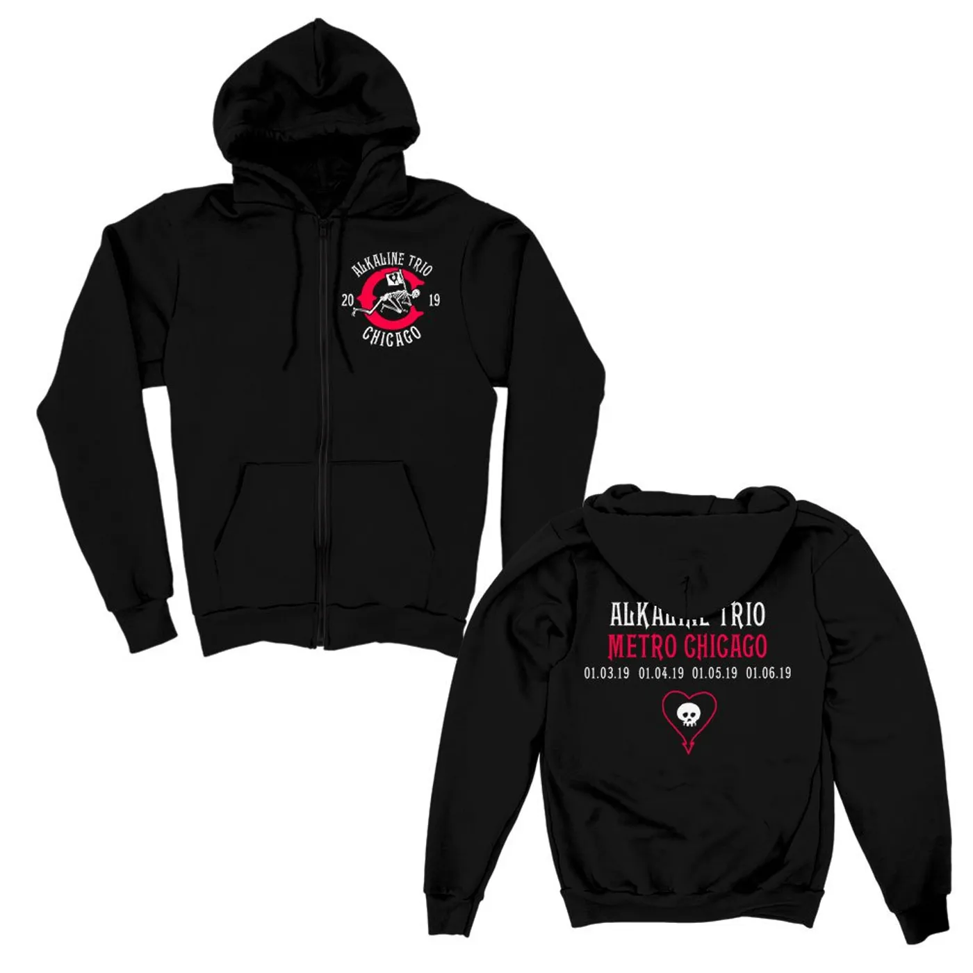 Alkaline Trio Crawler Metro Zip Up Hoodie (Black)