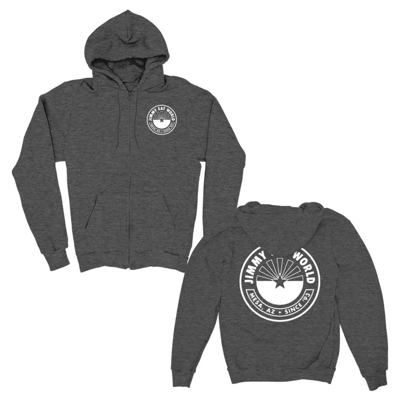 Jimmy Eat World Rising Star Lightweight Zip Up Hoodie (Heather Cha