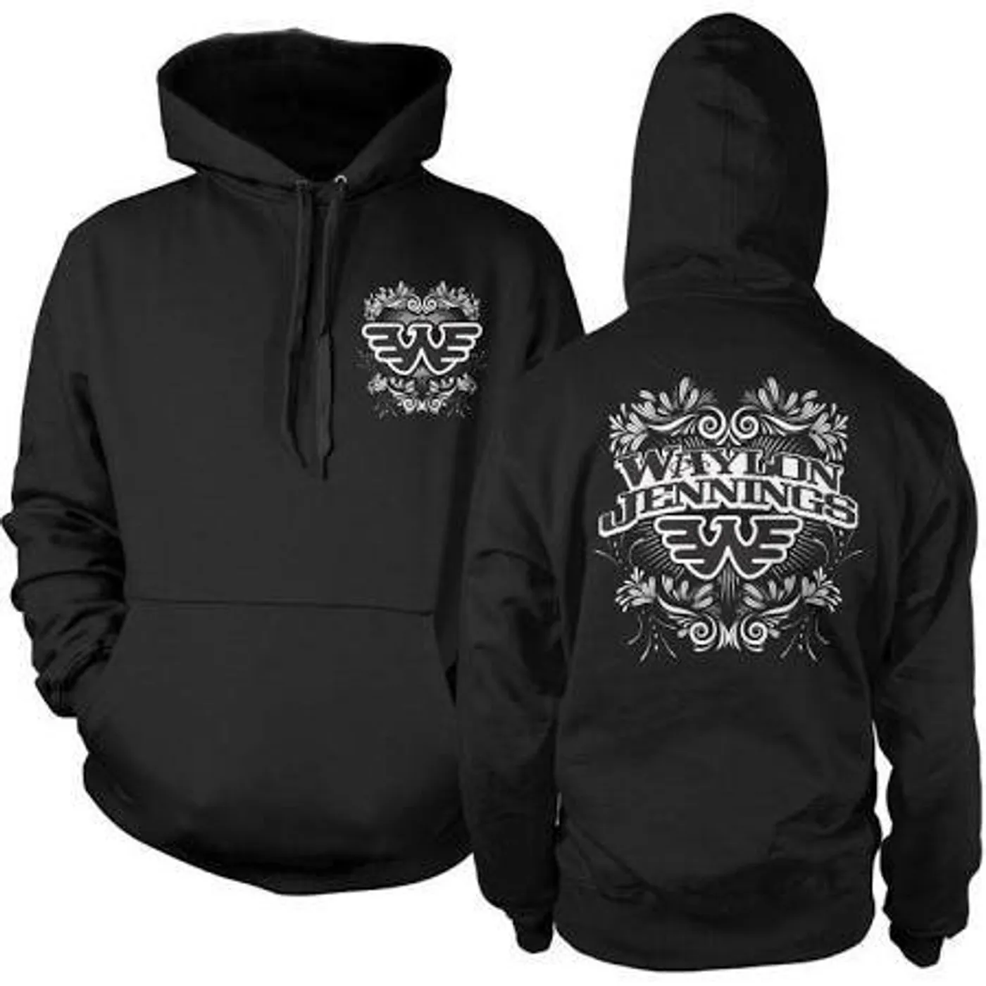 Waylon Jennings Philigree Pullover Hoodie (Black)