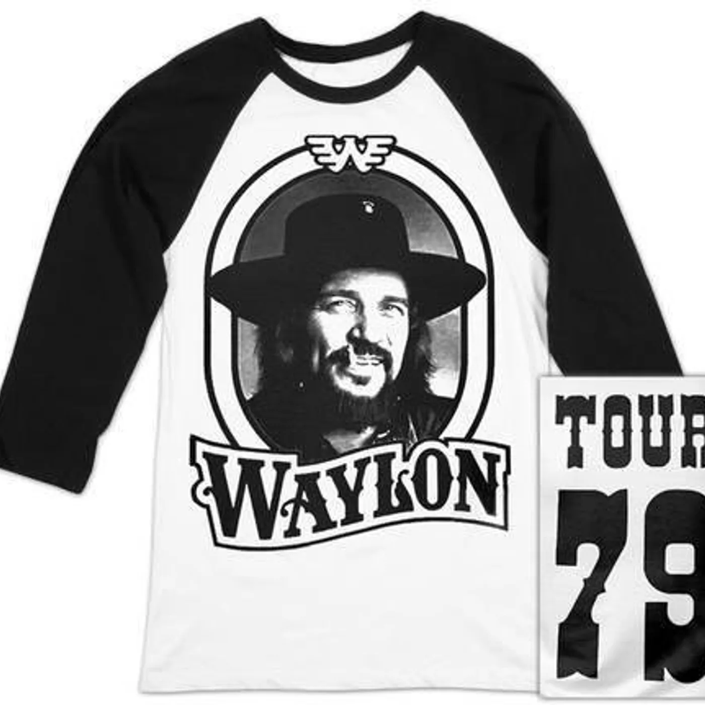 Waylon Jennings 79 Tour Raglan (White/Black)