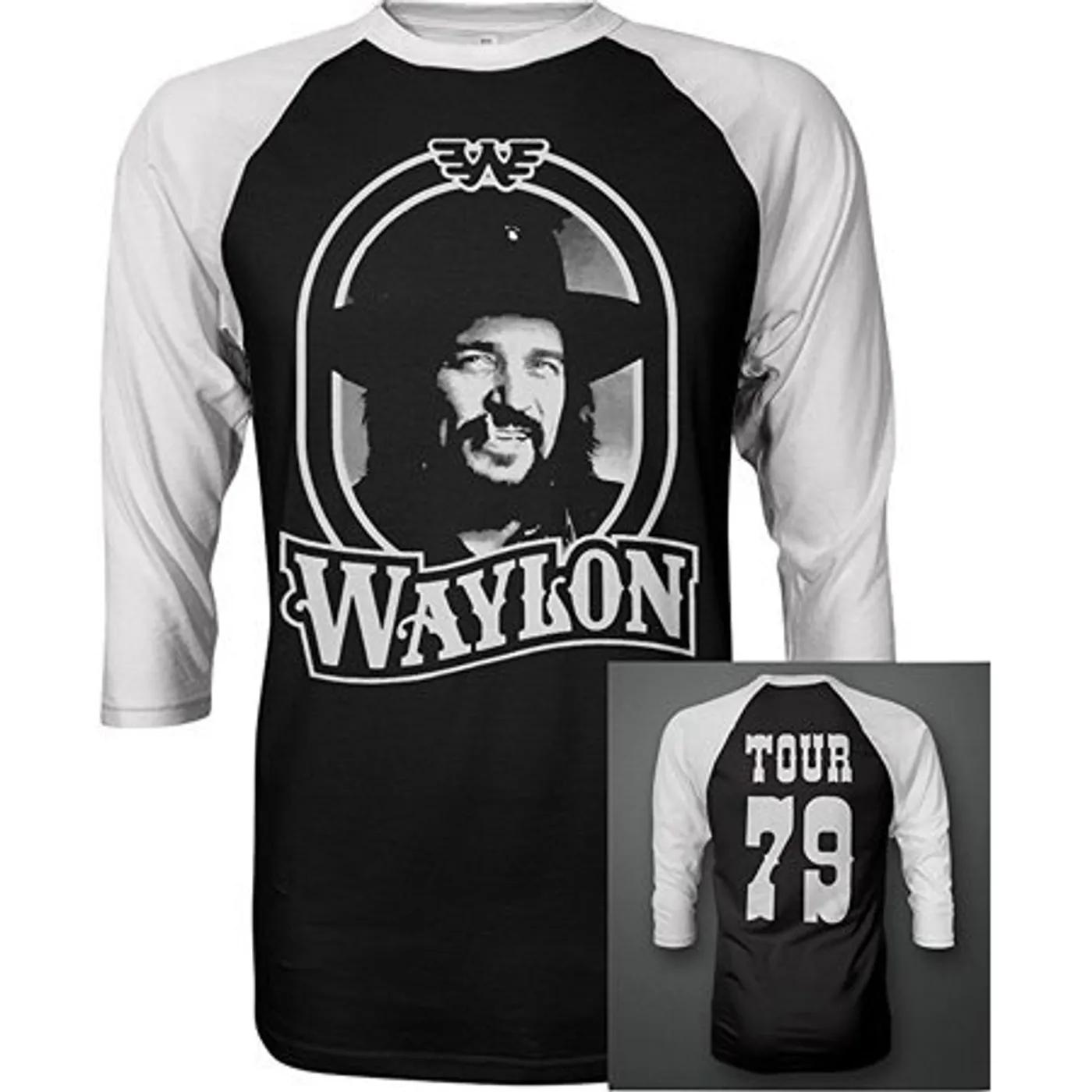 Waylon Jennings 79 Tour Raglan (Black/White)