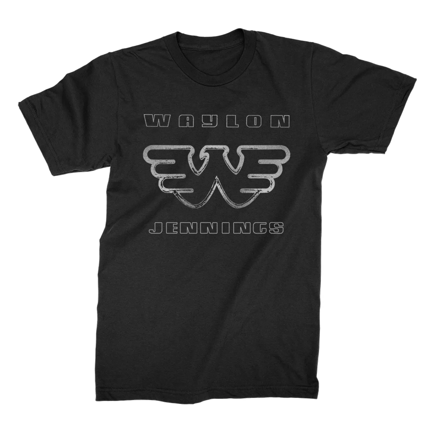 Waylon Jennings Silver Flying W Tee (Black)