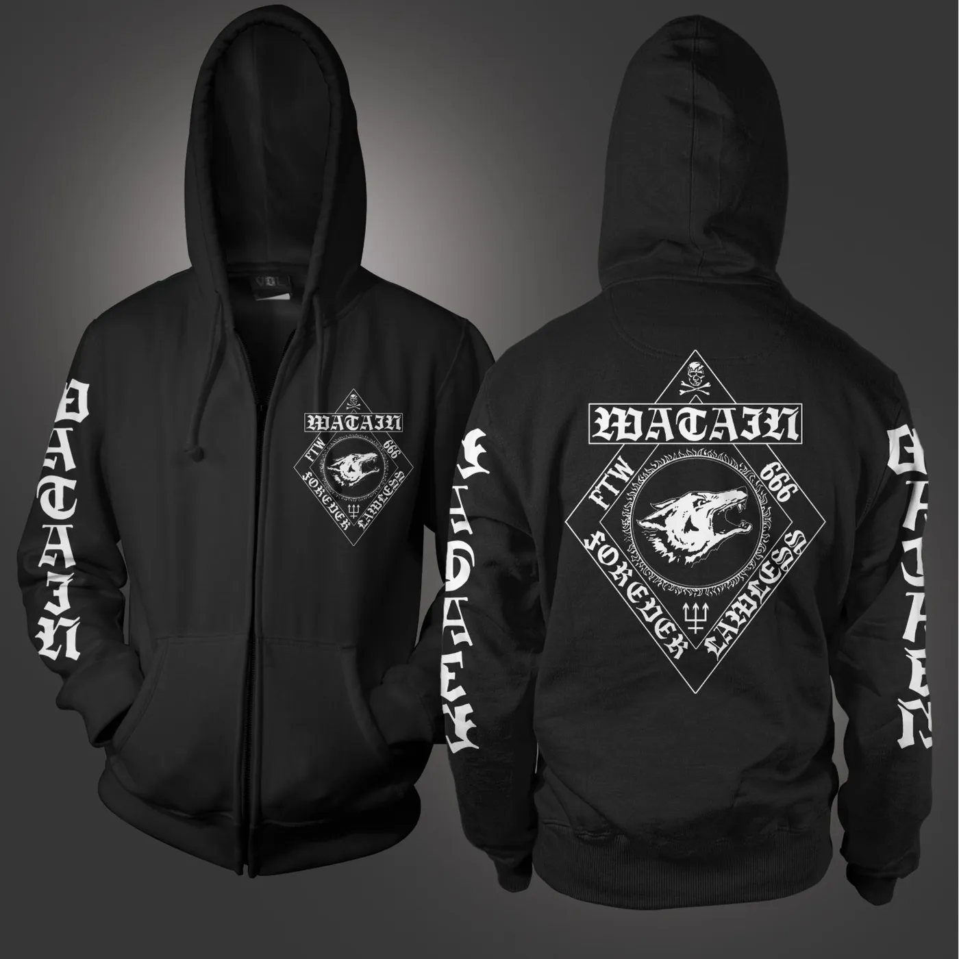 Watain Forever Lawless Zip Up Hoodie (Black)