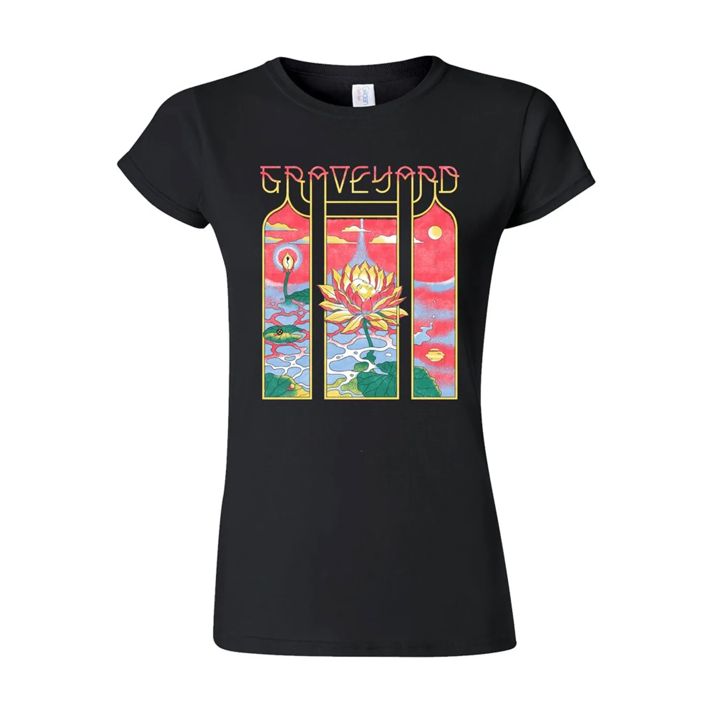 Graveyard Psychedelic Flower Women’s T-Shirt (Black)