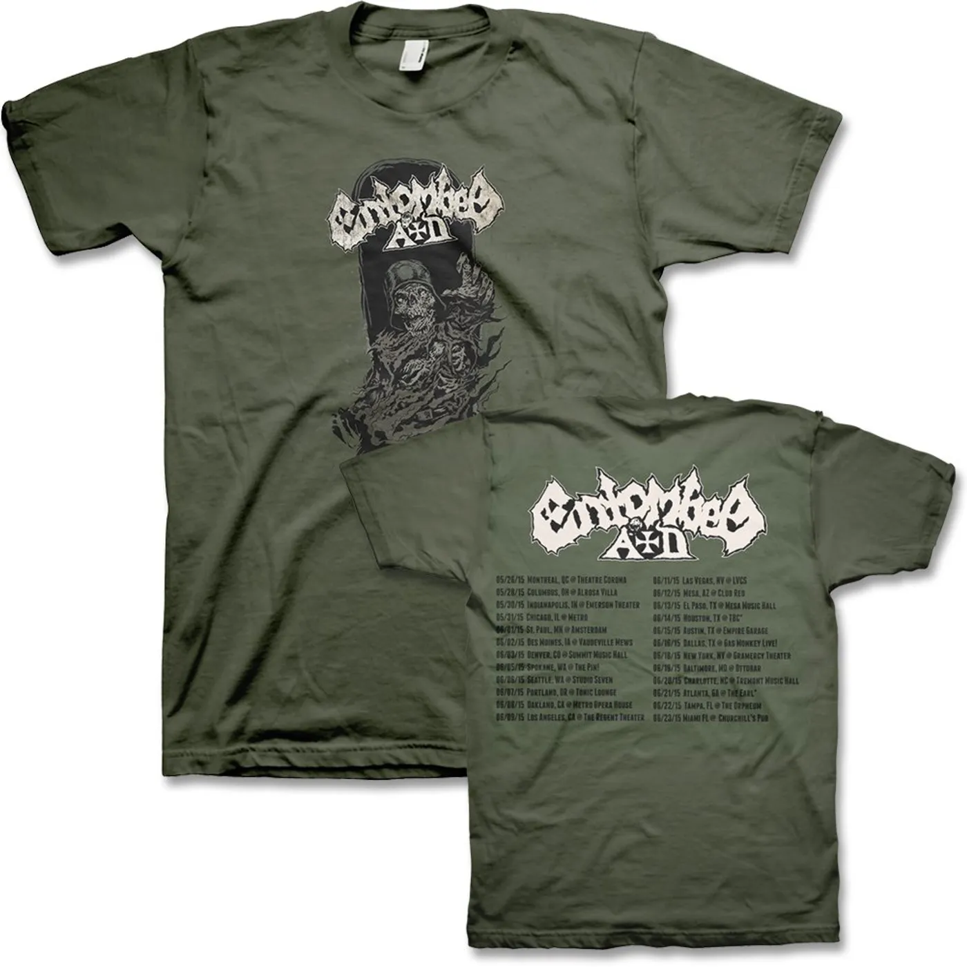 Entombed Ad 2015 US Tour T-Shirt (Military Green)