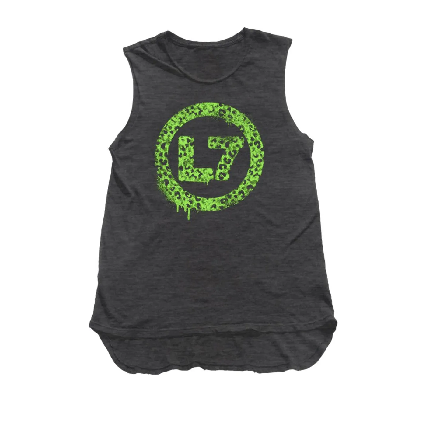 L7 Leopard Spray Logo Womens Tank (Black Heather)