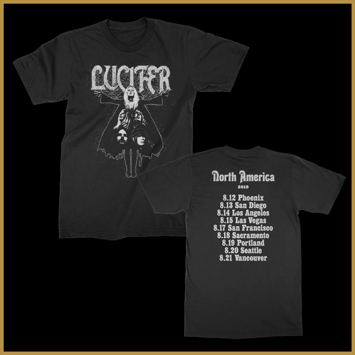 Lucifer Tour Tee w/ Metallic Silver Ink (Black)