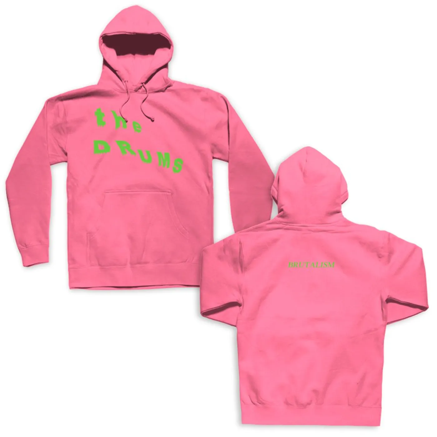 The Drums Slant Neon Green Logo Pullover (Pink)