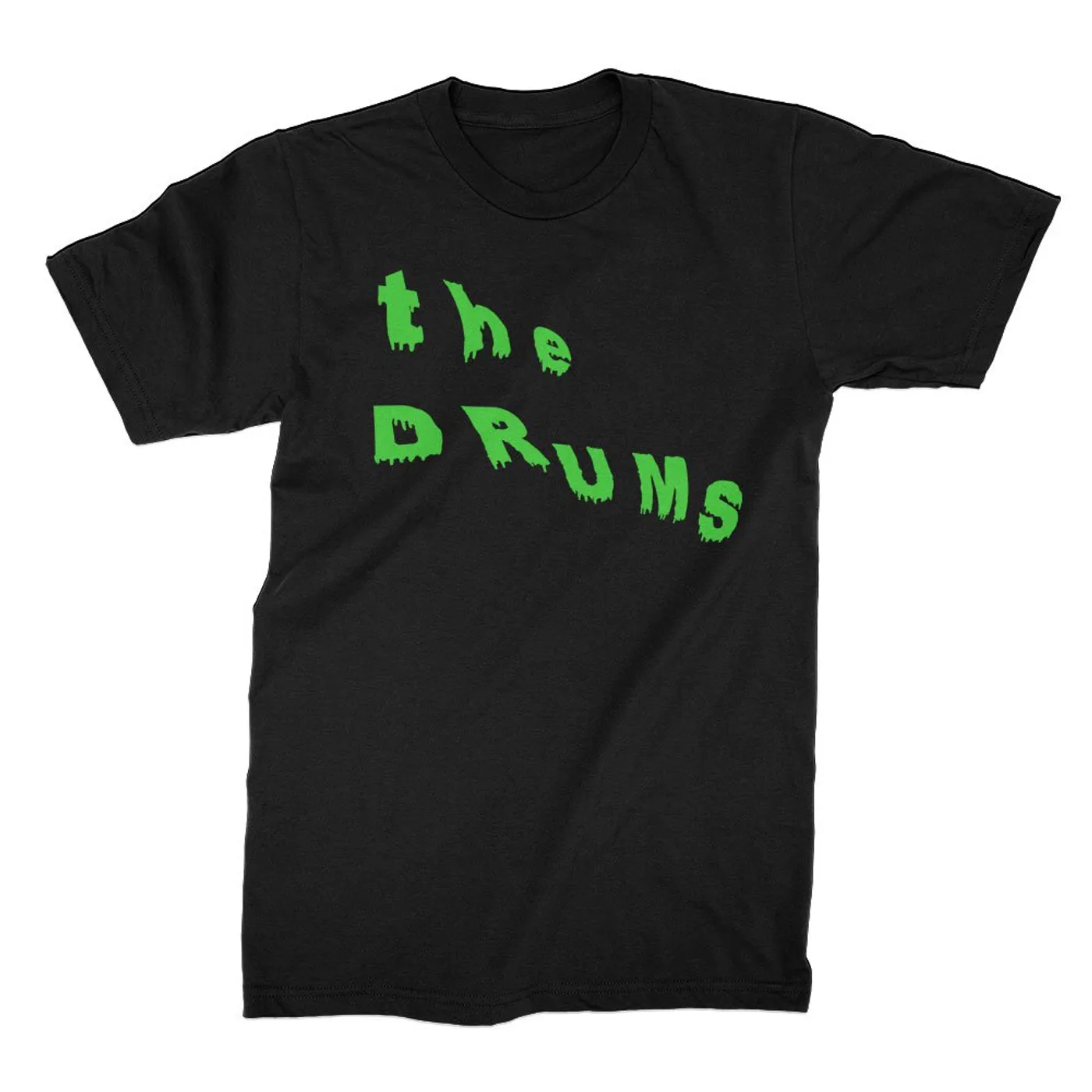 The Drums Slant Neon Green Drip Tee (Black)