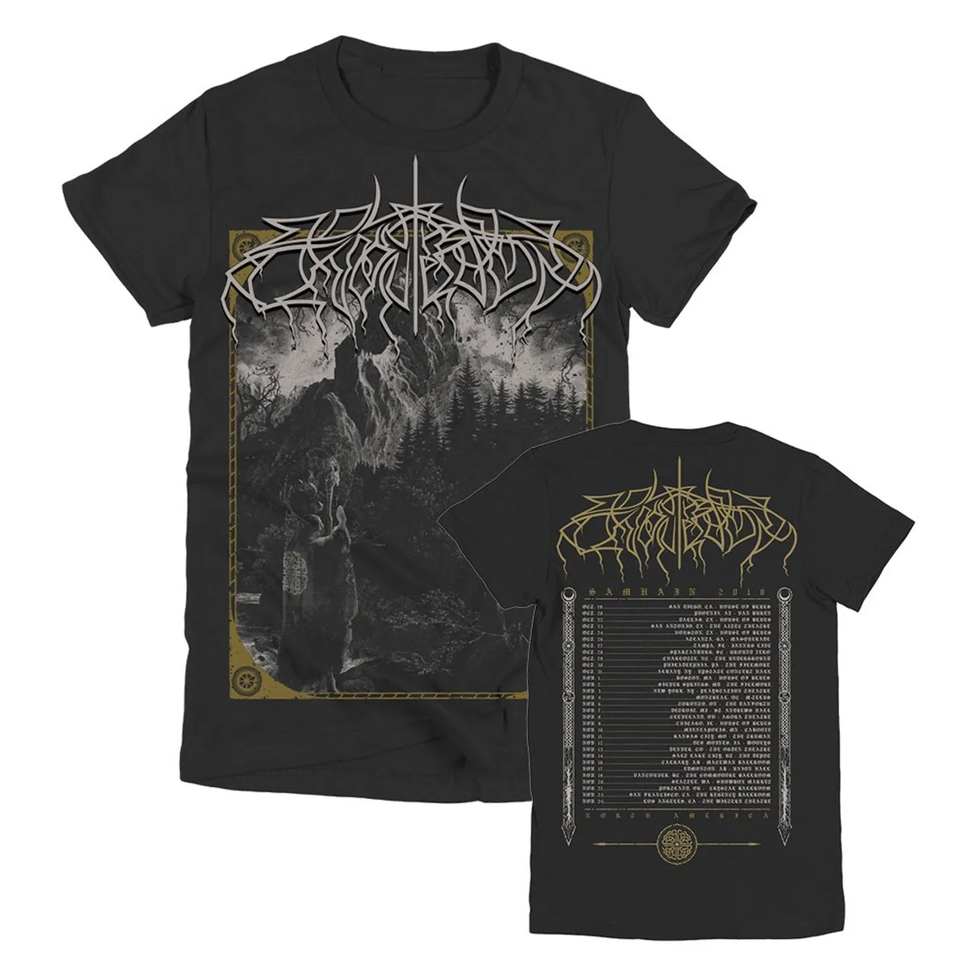 Wolves In The Throne Room Woodcut Women's Tour T-Shirt (Black)