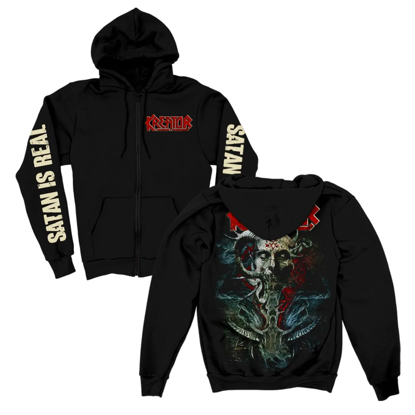 Kreator Satan Is Real Zip Up Sweatshirt (Black)