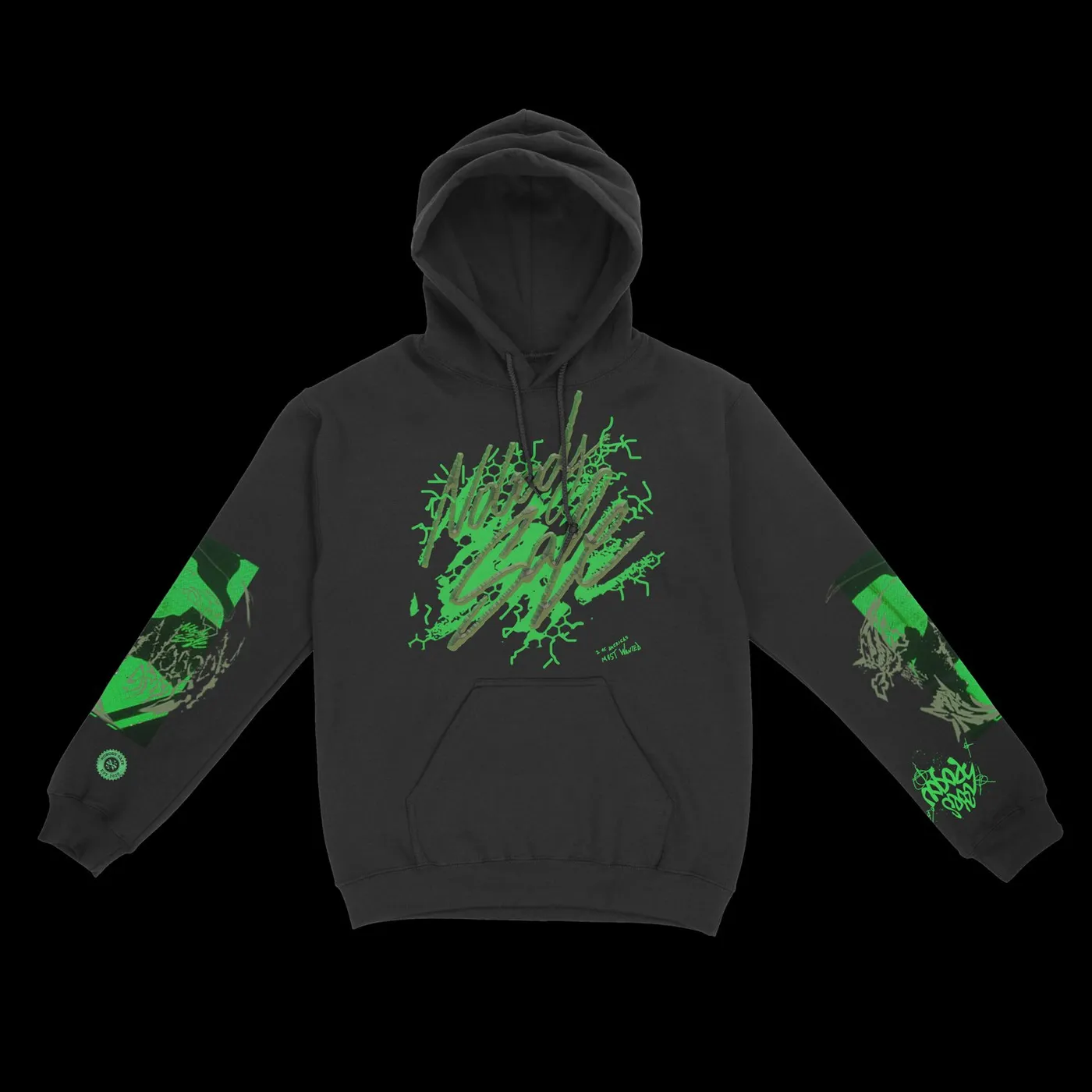 Rich The Kid & NBA YoungBoy Green & Purple Graffiti Pullover Black Hoodie