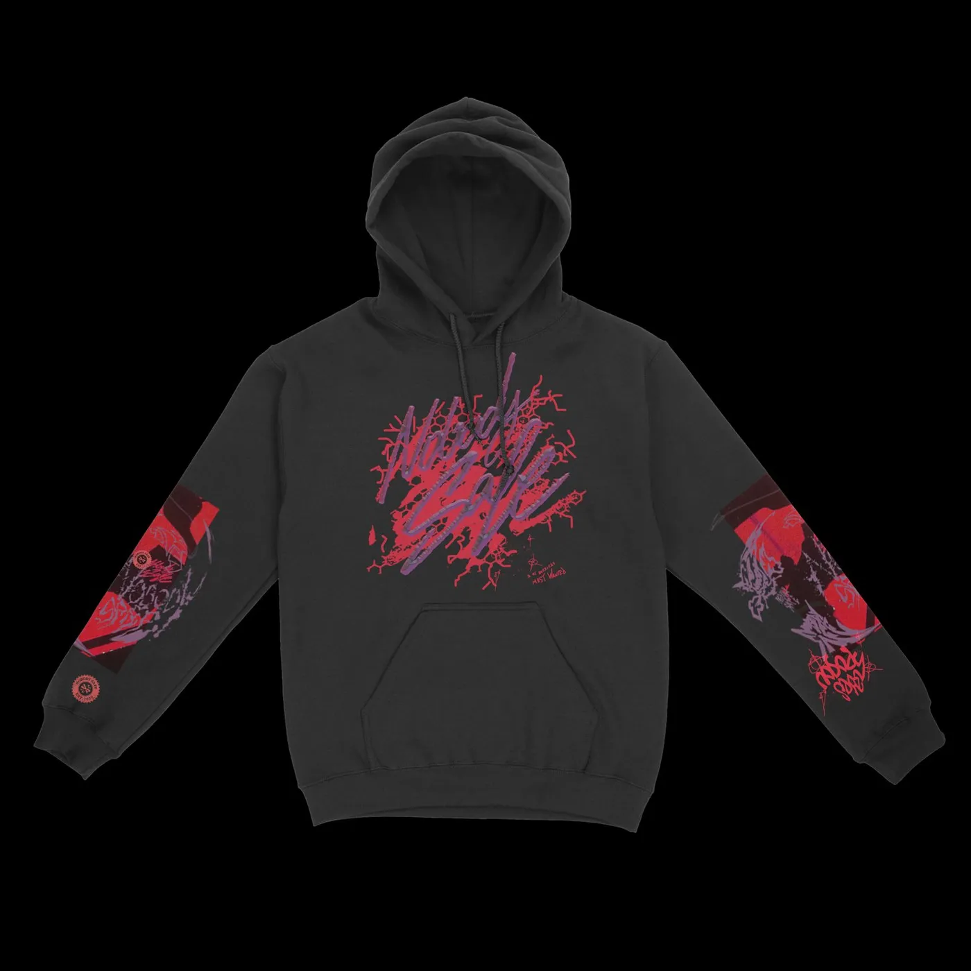 Rich The Kid & NBA YoungBoy Red & Purple Graffiti Pullover Black Hoodie