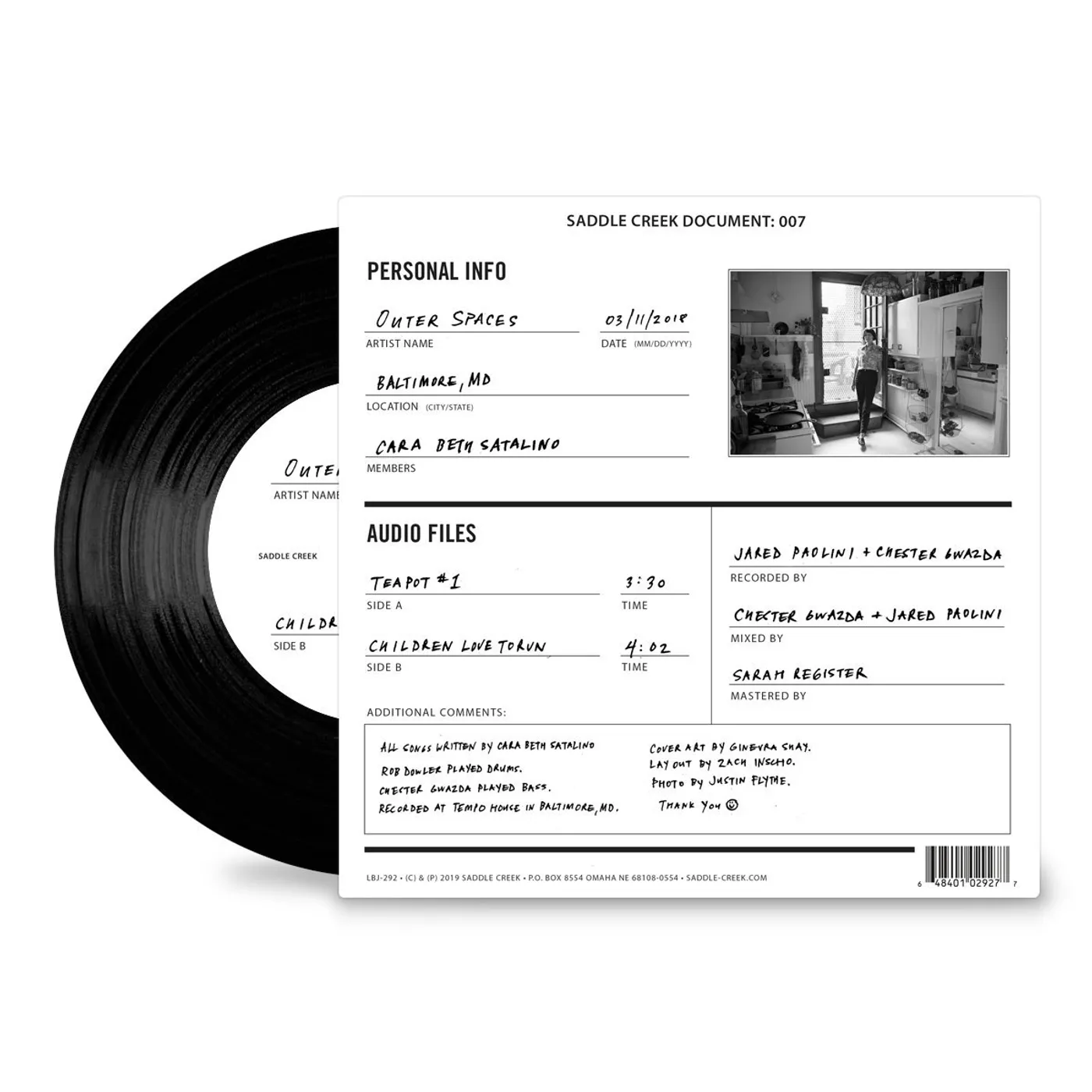 Outer Spaces / Teapot #1 b/w Children Love to Run - 7" Vinyl