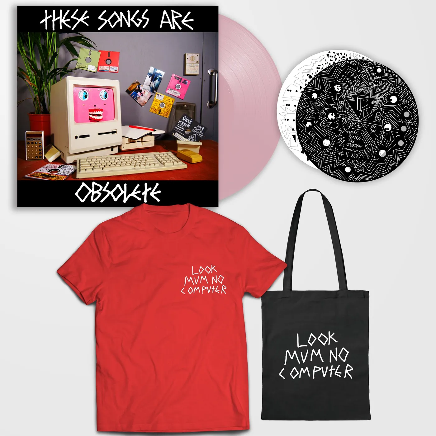 LOOK MUM NO COMPUTER BUNDLE: Vinyl + PCB + Tote Bag + T-shirt